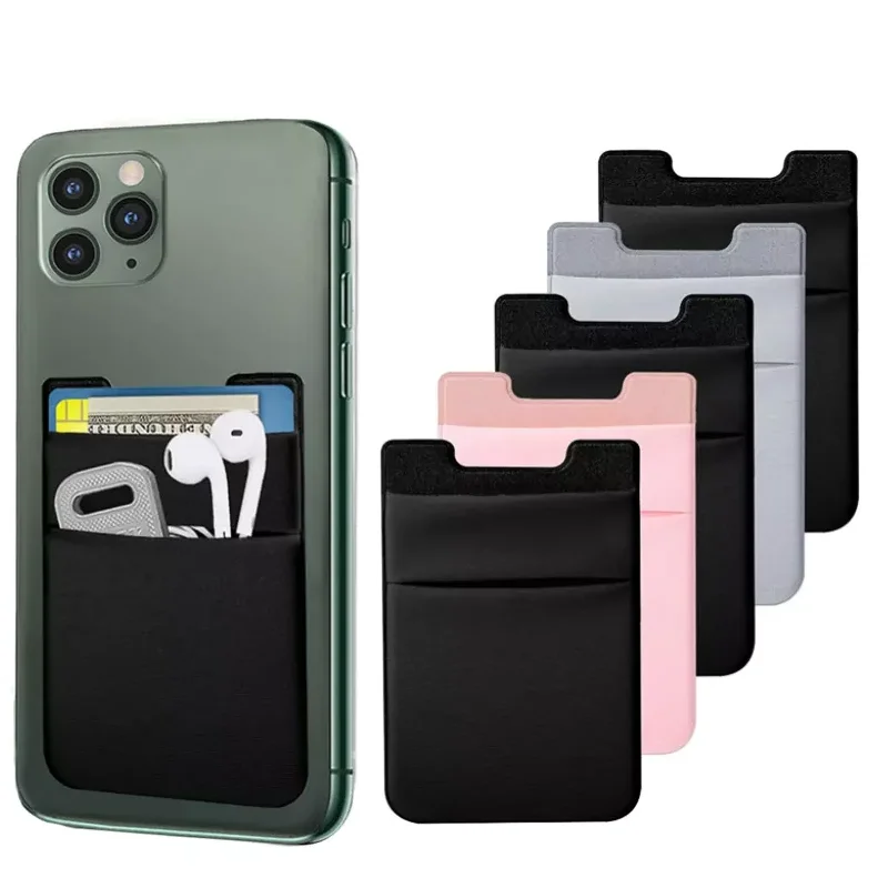 Ready Stock Adhesive Wholesale Portable Bus Pass Vehicle Cellphone Card Holder Lycra Mobile Phone Card Holder