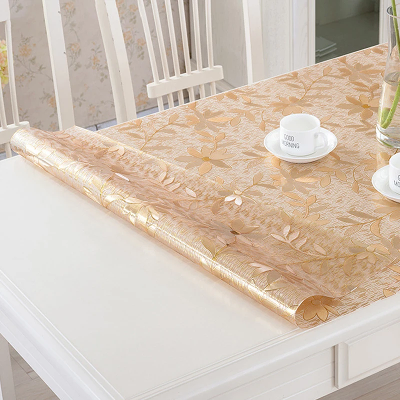 
Thickened colored soft glass plastic PVC table cloth rectangular household disposable oil-proof 