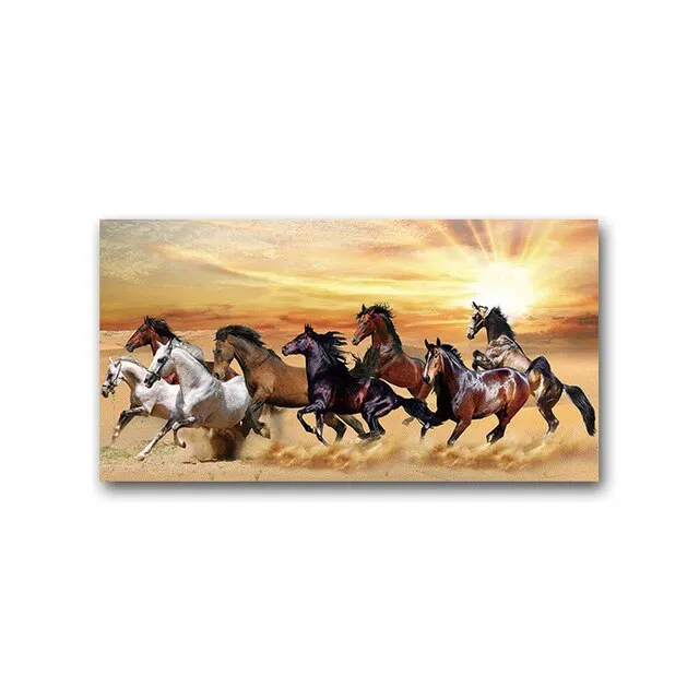 Modern Custom Large White Running Horses Canvas Wall Art Decor Printed Oil Painting Poster Prints for Home Living Room