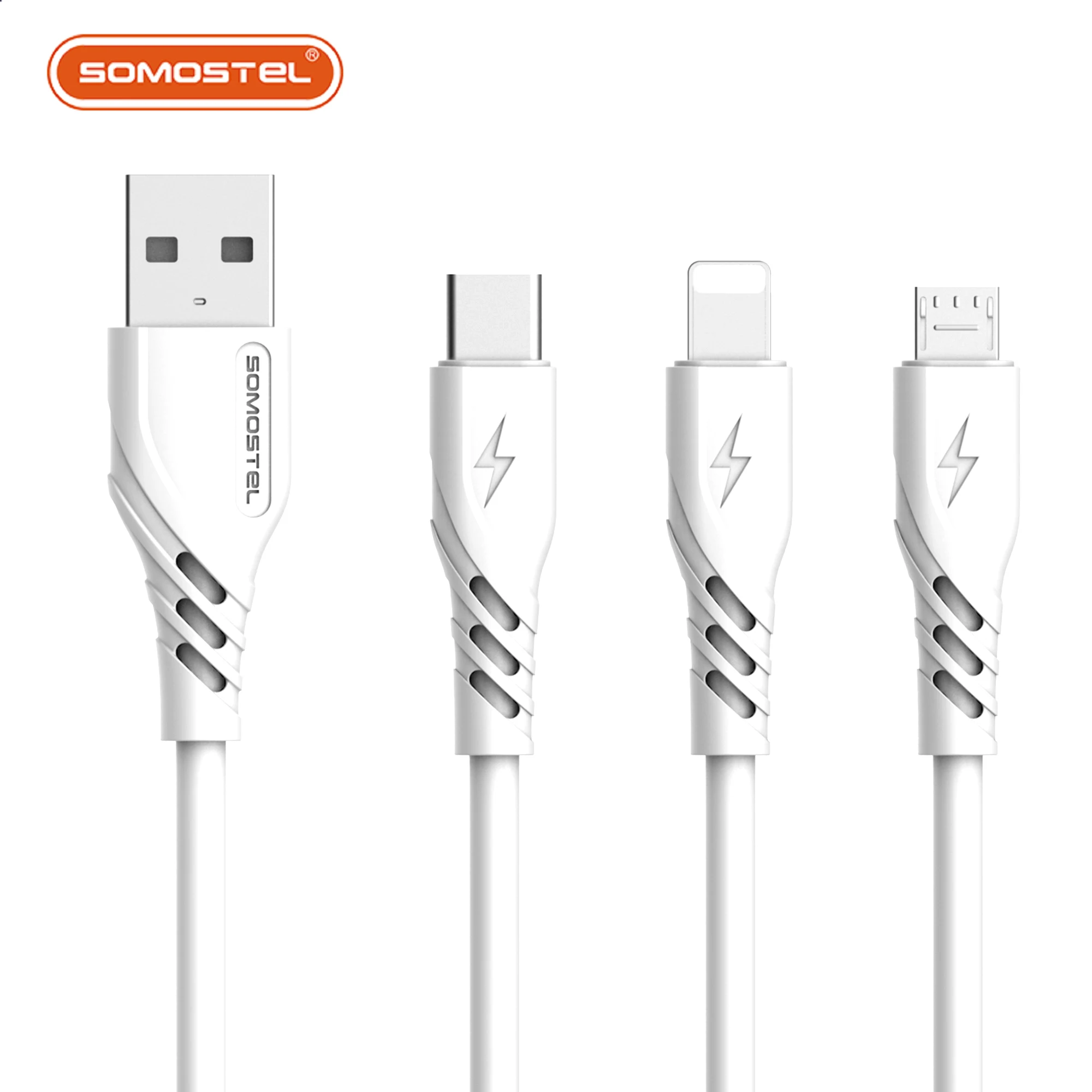 Somostel fast charging USB cable 2.4A new cable para celular SMS-BJ02 portable quick USB mobile phone charger cable