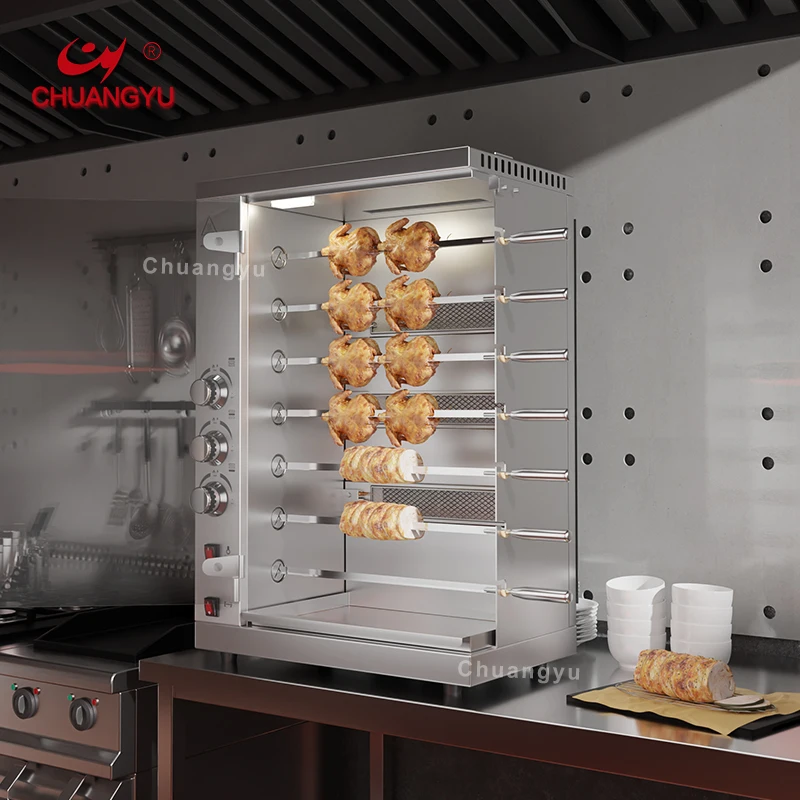 Chuangyu Electric stainless steel Restaurant Gas Roasted Chicken Machine Automatic Rotisserie Home Hotels Fast Food Used