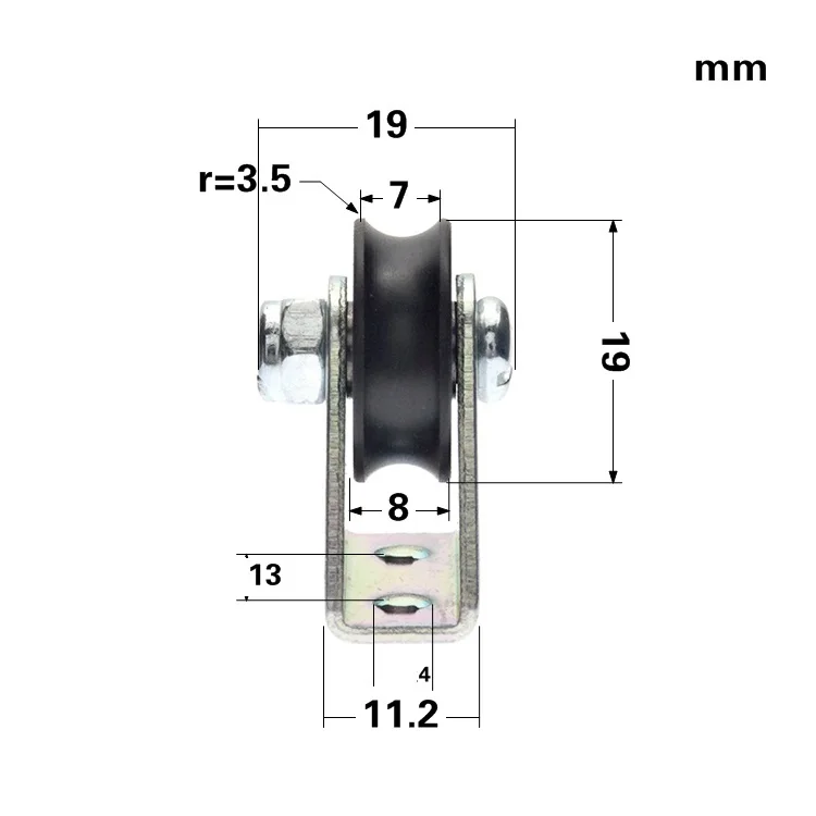 Wire rope support pulley  PA6 Nylon U-shaped groove hoisting cable rope pulley With support