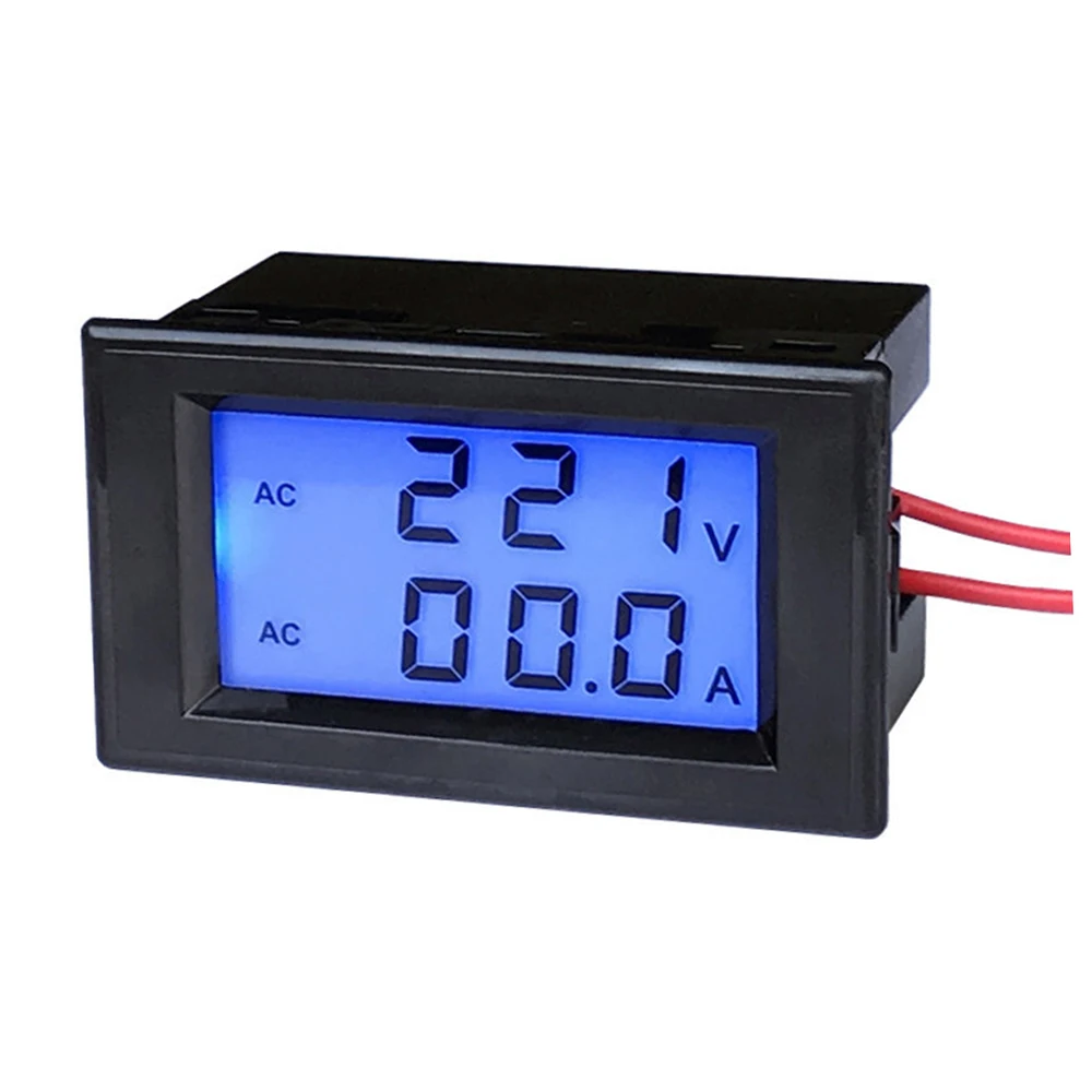 Digital AC Voltmeter Ammeter AC 80-300V 100A Amp Volt Panel Meter Voltage Current Amp Monitor 110V 220V LCD Dual Display