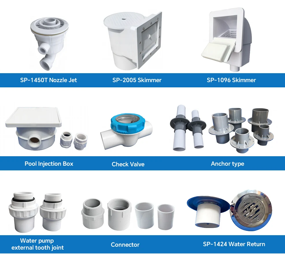 Swimming Pool Accessories Plumbing Fittings including Return Nozzle Eyeball V Jet Wall Conduit Main Drain Cover