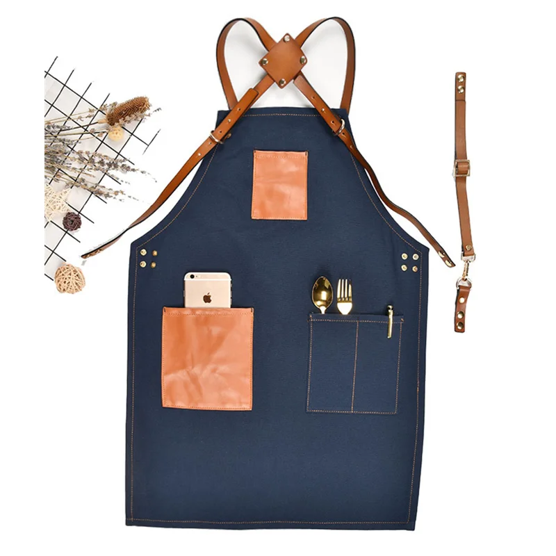 
Best selling kitchen canvas apron tool waist painting art tools unisex personalised antifouling organic cotton cleaning apron 