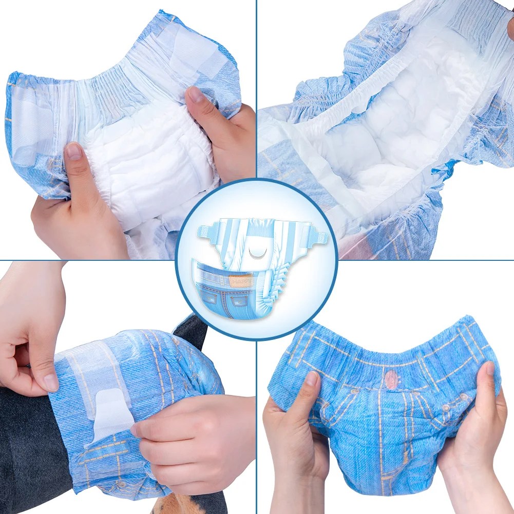 Pet Soft female jeans disposable Dog Diapers Comfortable Diapers Pads Messy Urine Physiological Pants Absorbent Pads