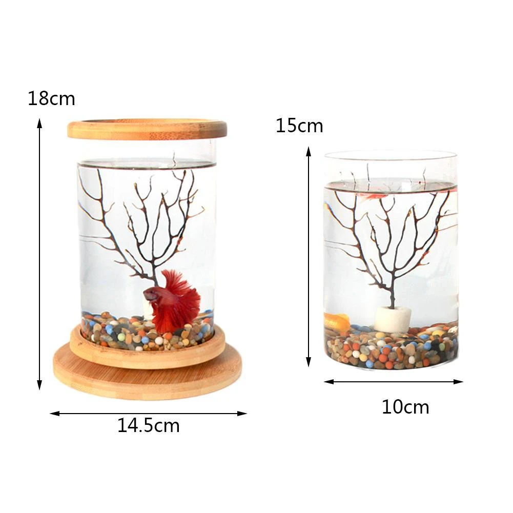Unique Revolving Desktop 360 Degree Fish Tank With Glass Square Jar Fish Tank Aquarium For Home Office Decoration