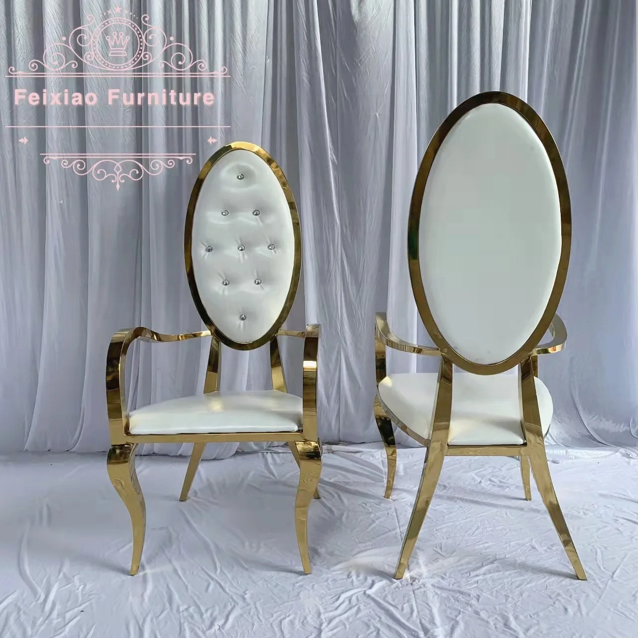 stainless steel design wholesale bride and groom wedding chairs with arms