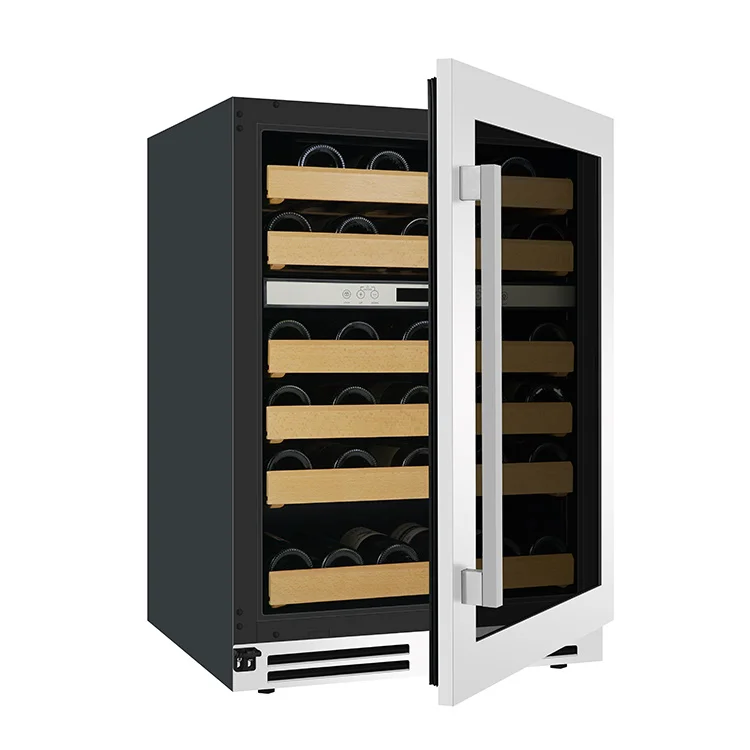 
165L 56-bottles Electric Fridge Cave A Vin Double Door Aluminium Wine Cooler 