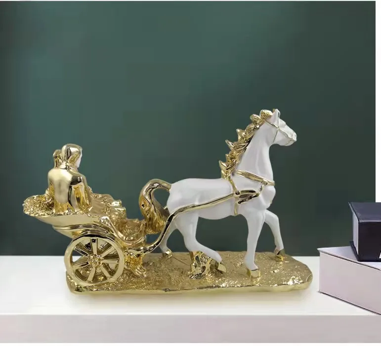 horse Nordic Design Figurines Home Decor Living Room Lucky Small horse Ornament Creative White Golden