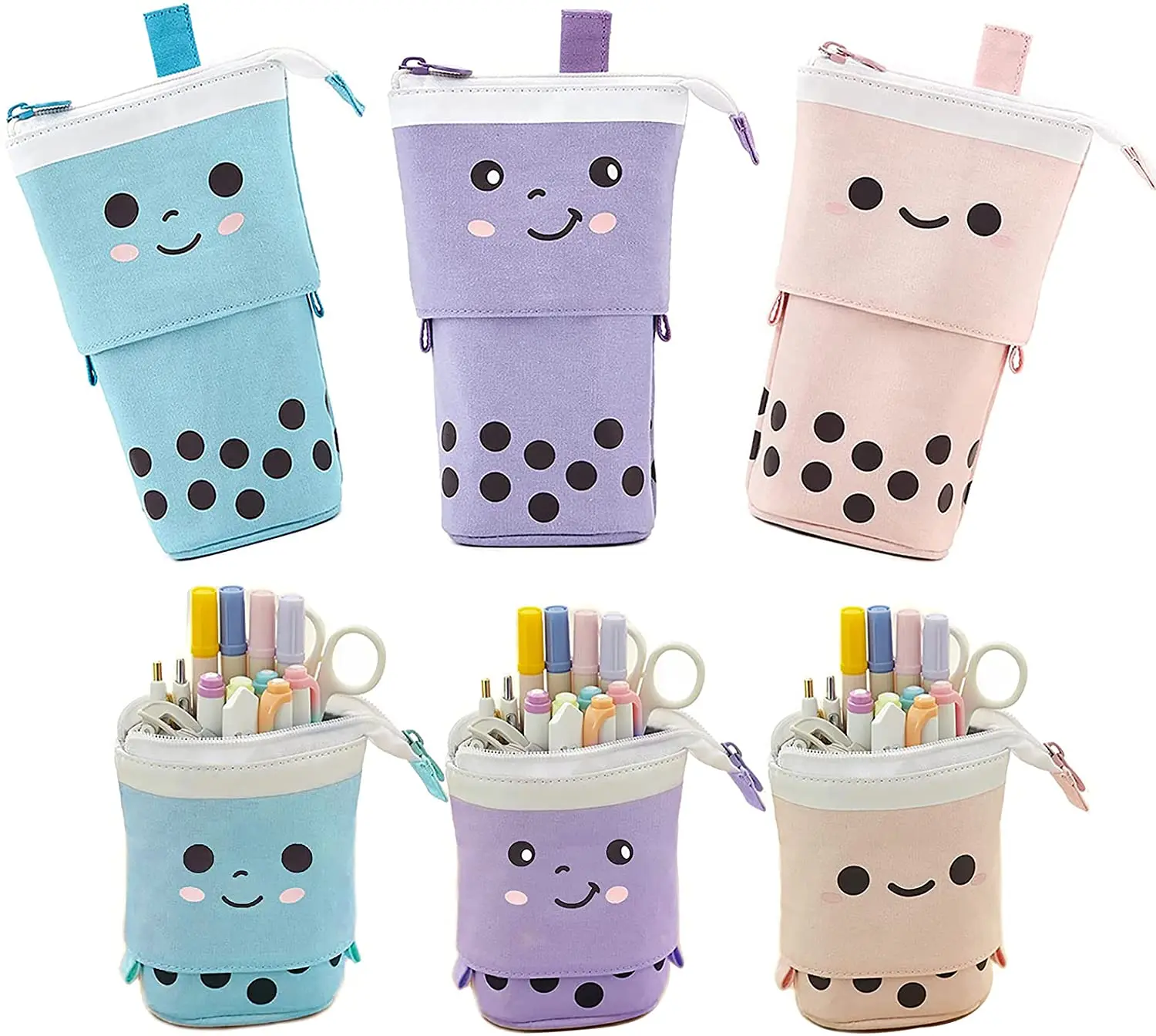 Hot Selling Solid Canvas Pencil Pen Bag Large Capacity Creative Fabric Pencil Case For School