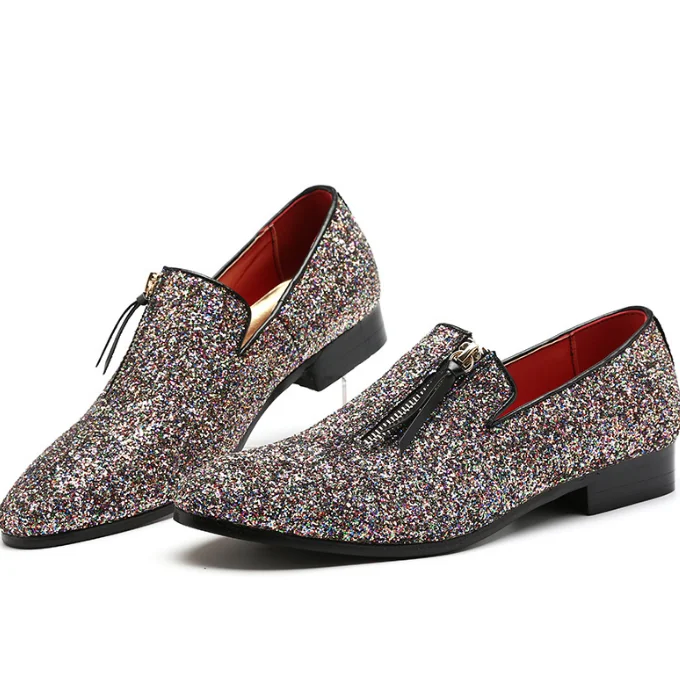 
 Мужские туфли больших размеров, евро модные туфли на молнии, блестящие свадебные туфли для мужчин  