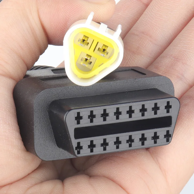 OBD Motorcycle Cable For 3 Pin Motorcycle Scanner Cable To 16 Pin OBD2 Diagnostic Cable Replacement For Motorbikes