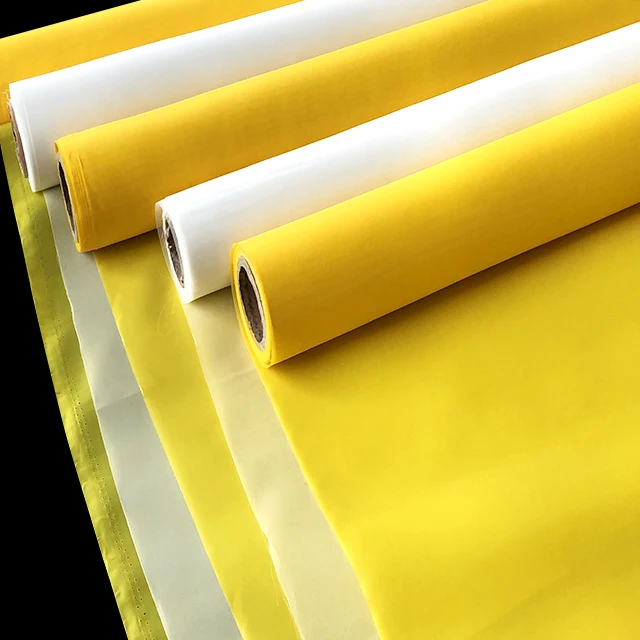 Reusable White Yellow 25 35 48 55 125 215 380 448 580 Mesh 100%Polyester Screen Printing Mesh For Clothing And Glass Printing
