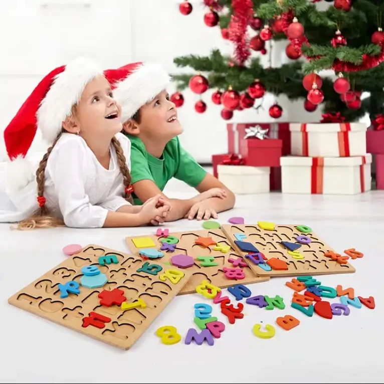 Wholesale Alphabet Number  Making Machine ABC Name Puzzles with Pegs Learning Wooden Puzzle Toys for Kids