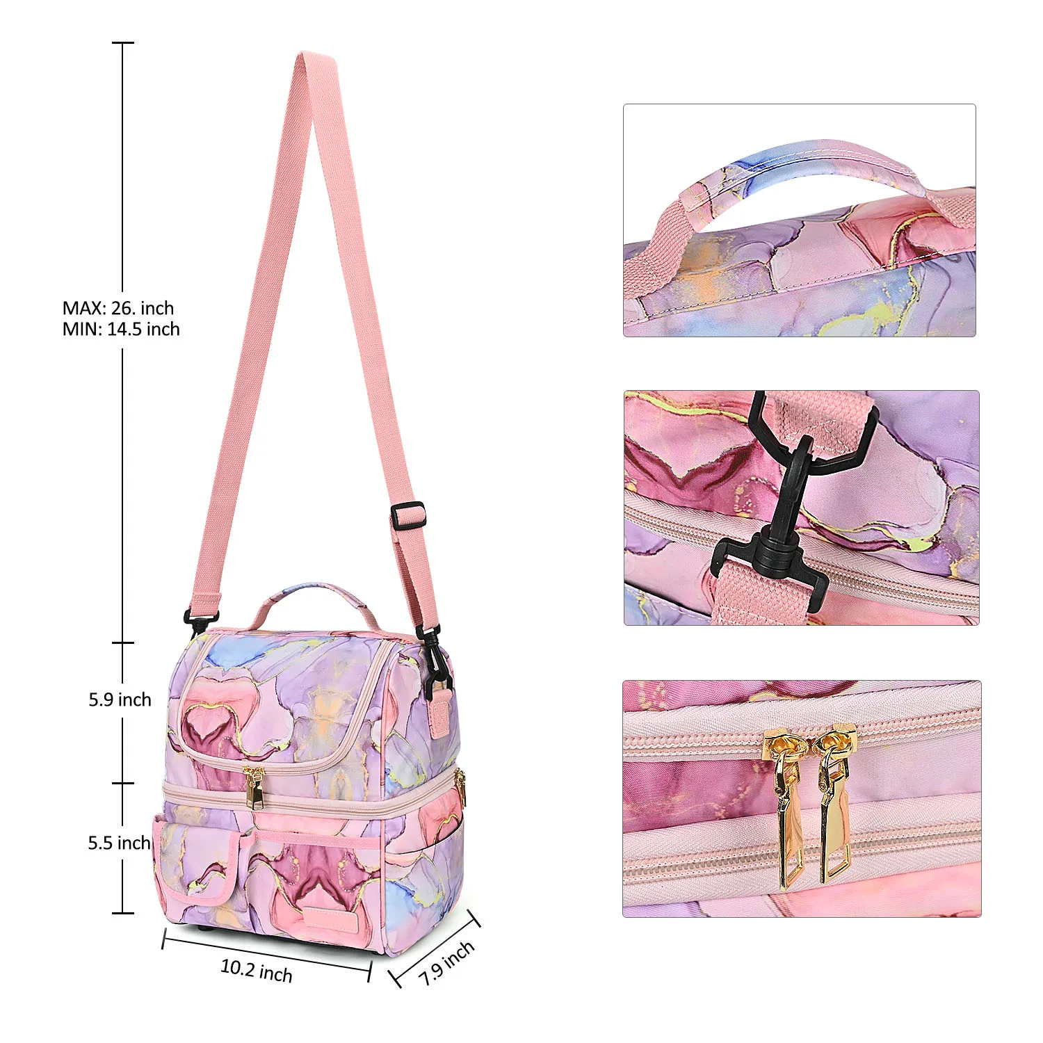 Lokass A Custom-made Latest Design Colorful Lunch Bag Factory Price Nylon 600d Waterproof One-shoulder Portable Cooler Lunch Bag