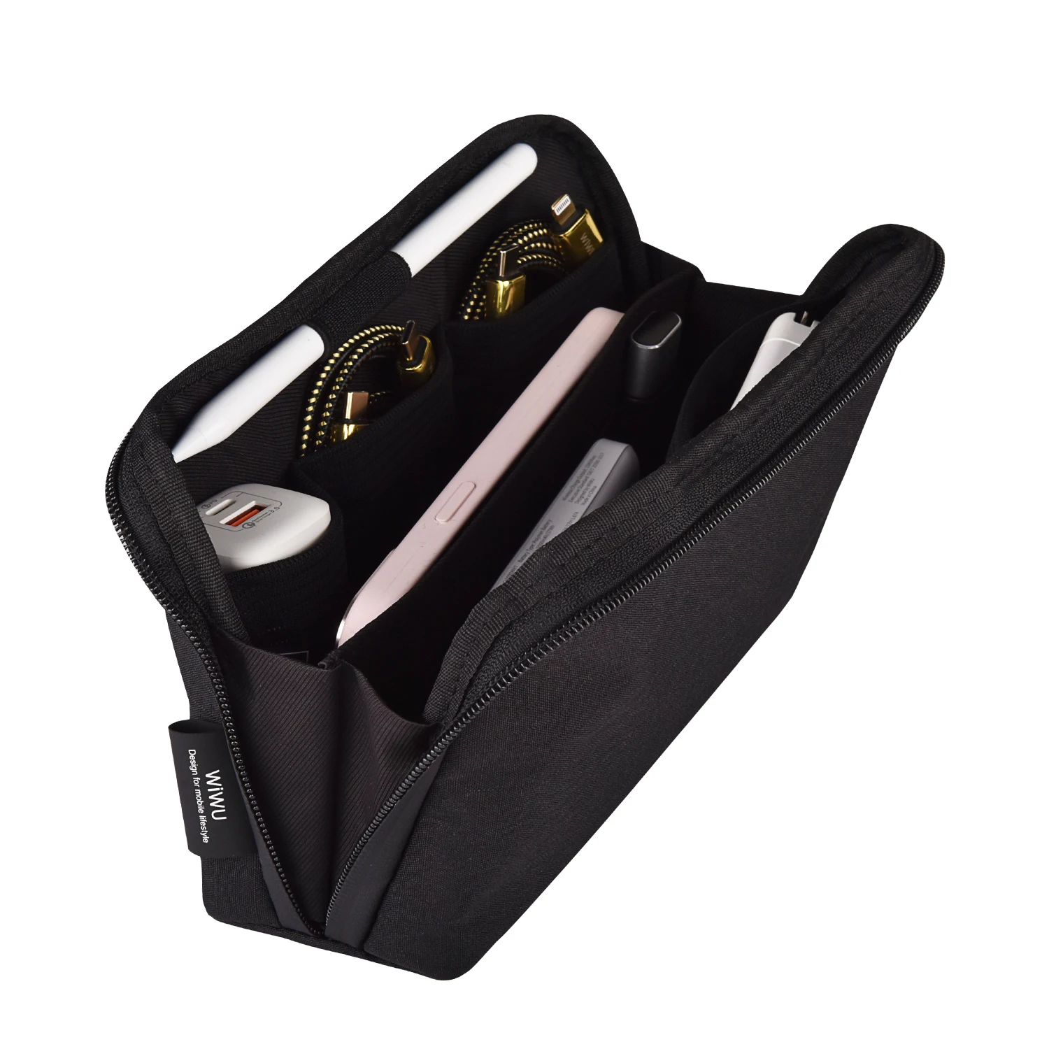 WIWU Small Travel Cable Organizer Bag Electronic Organizer for Hard Drives SD Cards Made Durable Polyester-Direct Manufacturer