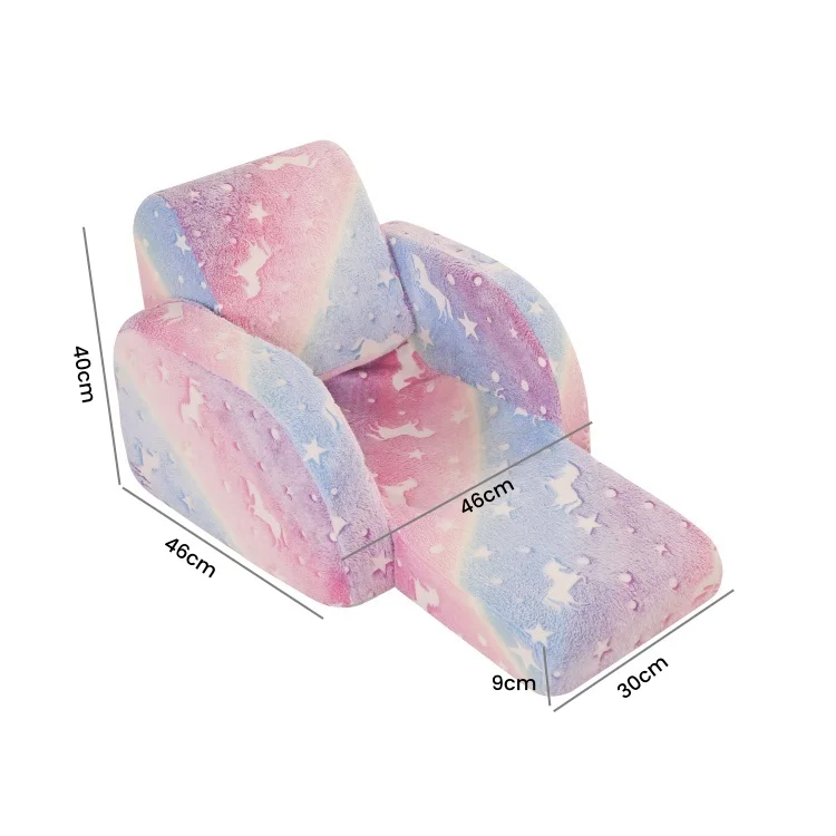 3-in-1 Convertible Flip Open Toddler Couch, Comfy Lounger for Nap Play Sleep, Velvet Fabric