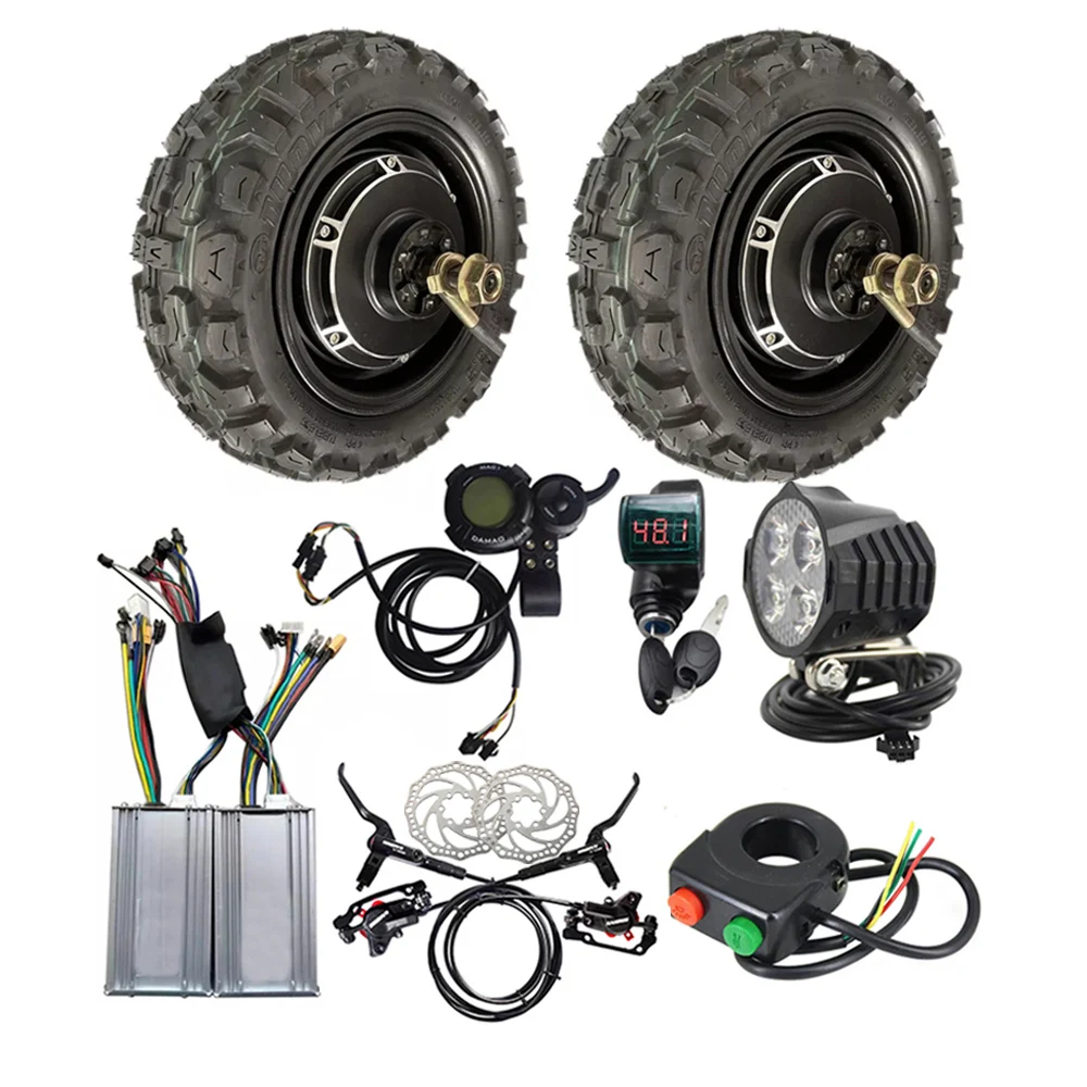 90/55-6 10 11 Inch 48V 1000W 1500W Brushless Hydraulic Brake Disc Brake Electric DIY Dual Scooter Hub Motor Conversion Kit