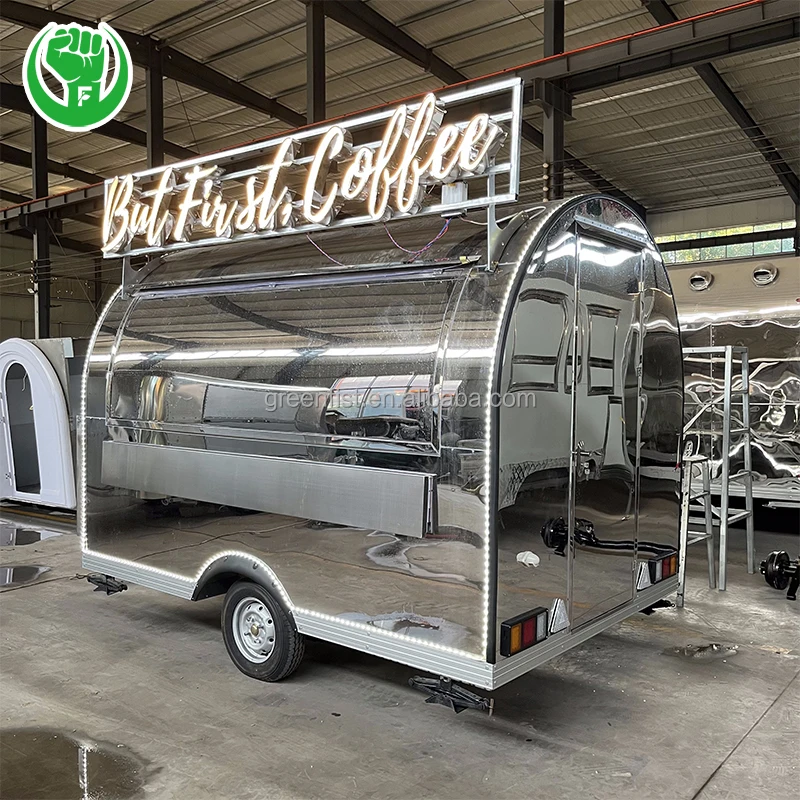 Round Food Truck Mobile Food Cart Trailer Motorcycle Engines for Sale Soybean Milk Machine Street Cart Double Restaurant