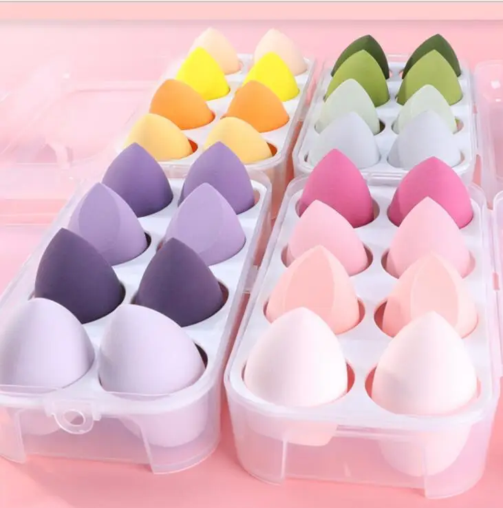 
2021 Popular 4PCS set with Box Soft Beauty Egg Facial Foundation Blending Microfibre Makeup Sponge Set 