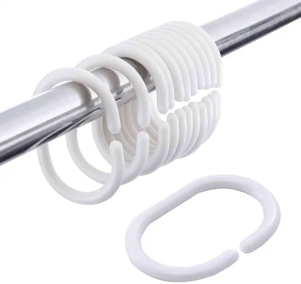 12 Packs Plastic ABS PP PS l-shaped shower rod Hooks for Bathroom Shower Window Rod