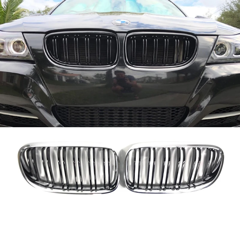 Double Slat Chrome Black For BMW  3-Series M3 E92 E93 M3 2010 2011 2012 2013 Car Front Bumper Kidney Sport Grill Car Accessories