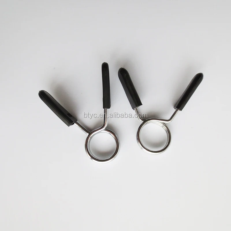 Barbell spring clips collars in weight lifting