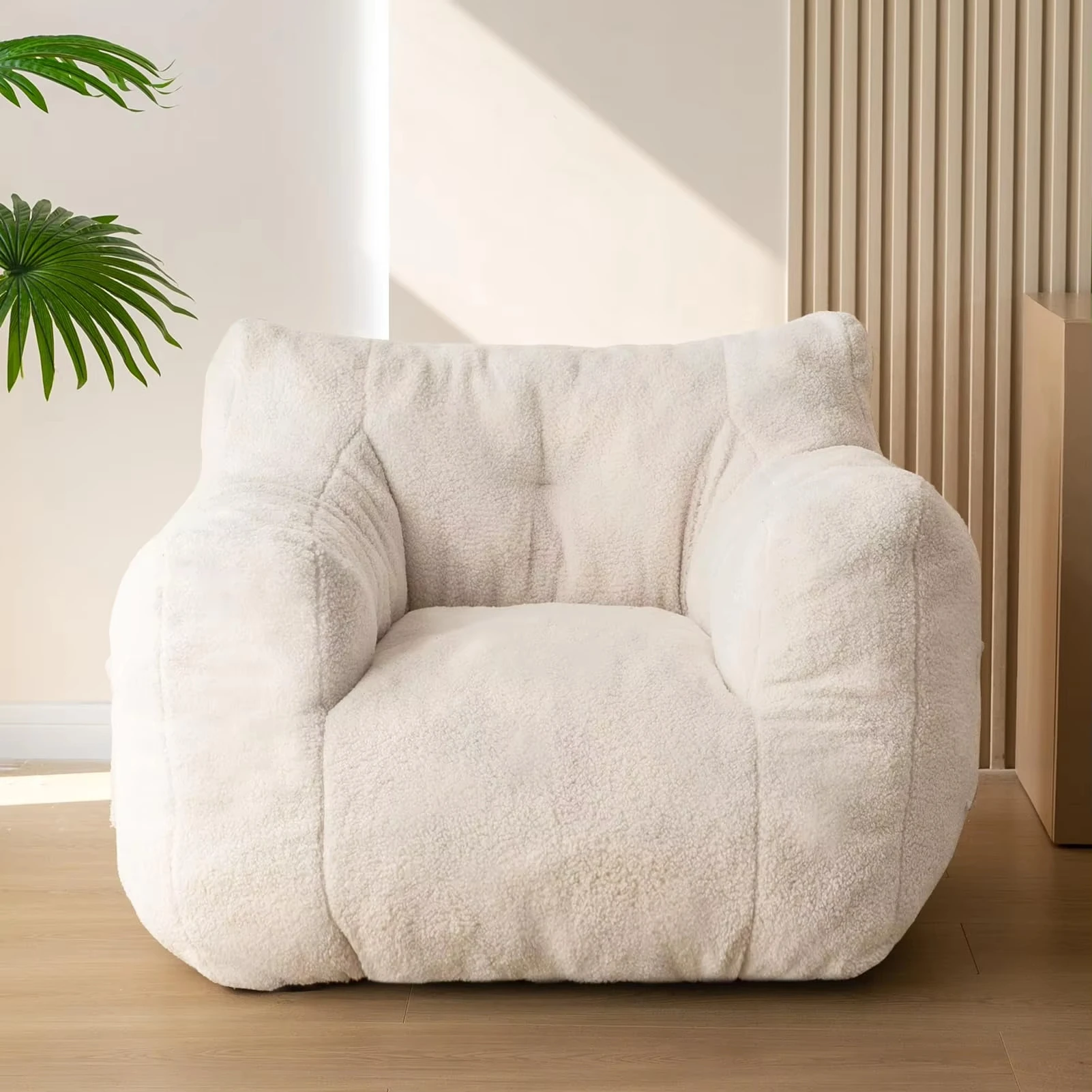 Бескаркасный мешок Sherpa Boucle tifted Bean премиум качества для гостиной с карманом чтения ленивый плюшевый диван Сжимаемый