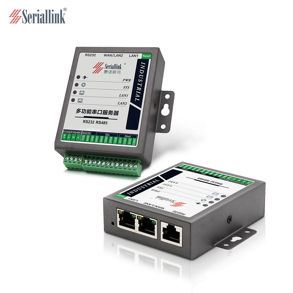 Grid Connect Industrial Serial RS232 Ethernet & RS485 Converter RS232 or RS485 serial device server