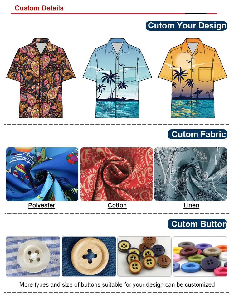 Wholesale Short Sleeve Button up down Custom print Floral Soft Rayon Aloha Mens Beach Wear printed Hawaiian Shirts for men