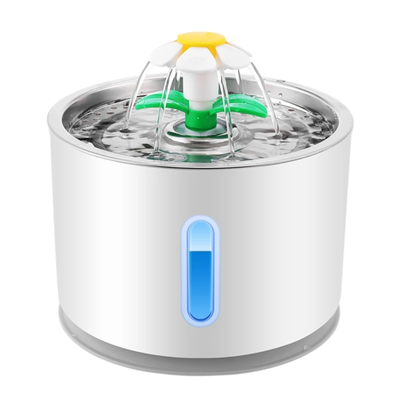 Автоматический водяной фонтанчик для домашних животных со светодиодной подсветкой л из нержавеющей стали