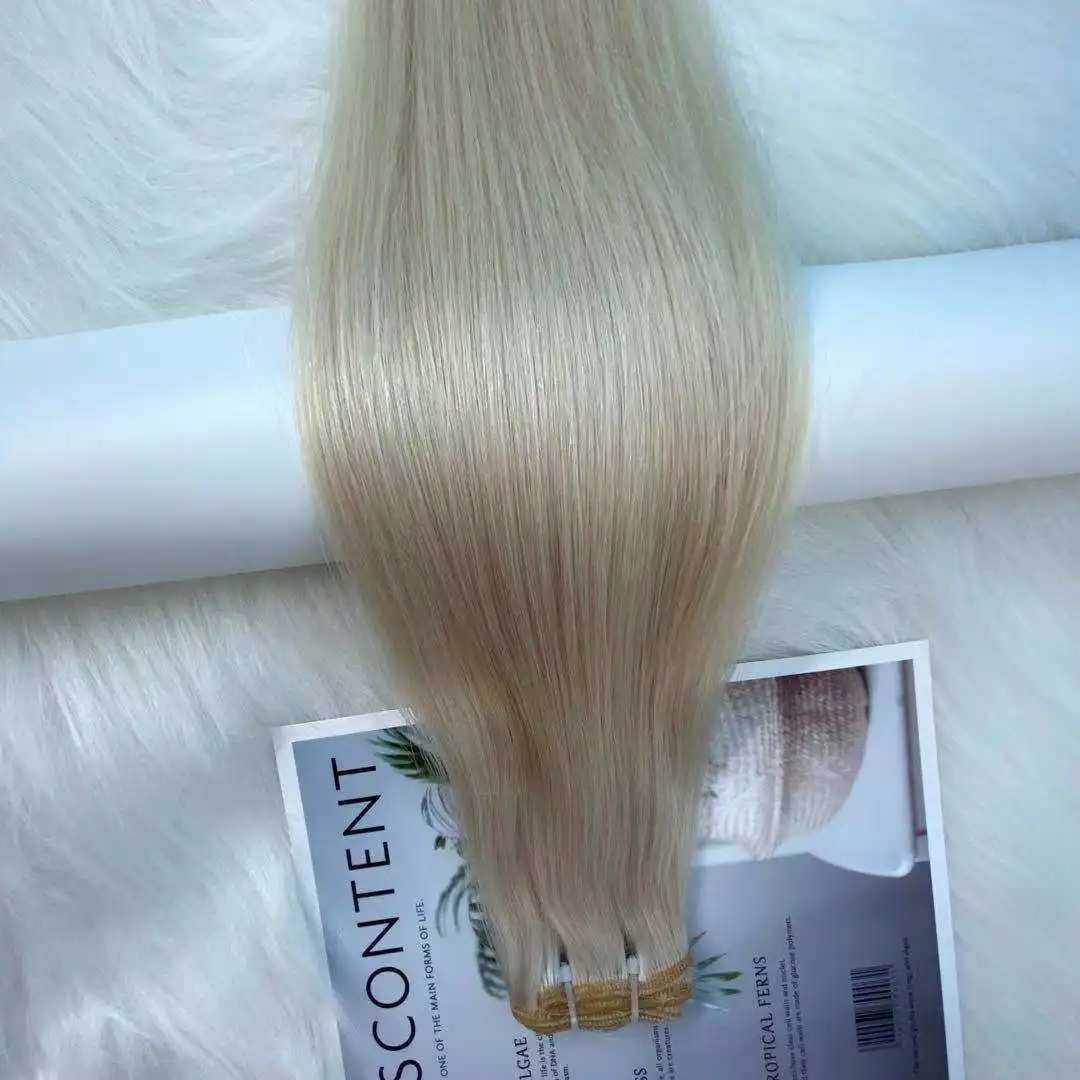 Belle  Hair Cuticle Aligned Super Double Drawn Machine Weft hair extension Silky Straight  bundle