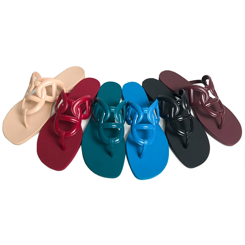 Ladies Plastic Slippers High Quality Manufacturer Women PVC Flat Flip Flop Factory OEM Design women Jelly Shoes