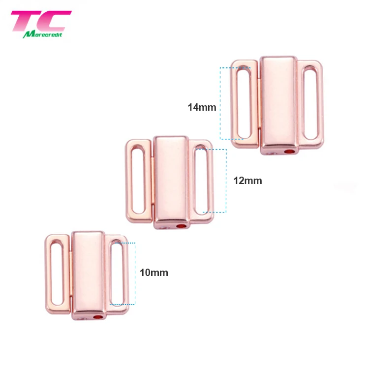 Rose Gold Metal Diamond Closure Clasp For Swimwear Bikini Lingerie Buckle Bra Strap in 12mm