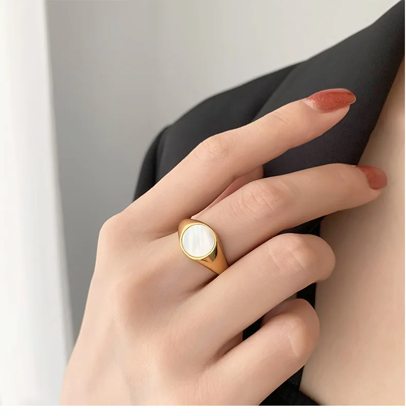 Geometric brass ring gold plated non tarnish jewelry fashion korean jewelry 2022 trendy dainty vintage gold rings for women
