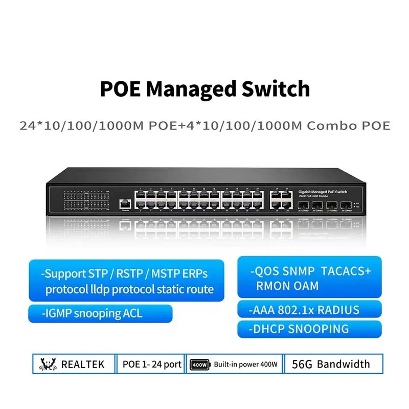Oem/odm Poe коммутатор 4 8 16 24 портов с гигабитным управлением 48 В Ethernet волоконный Коммутатор Ieee802.3af/в подходящем Cctv