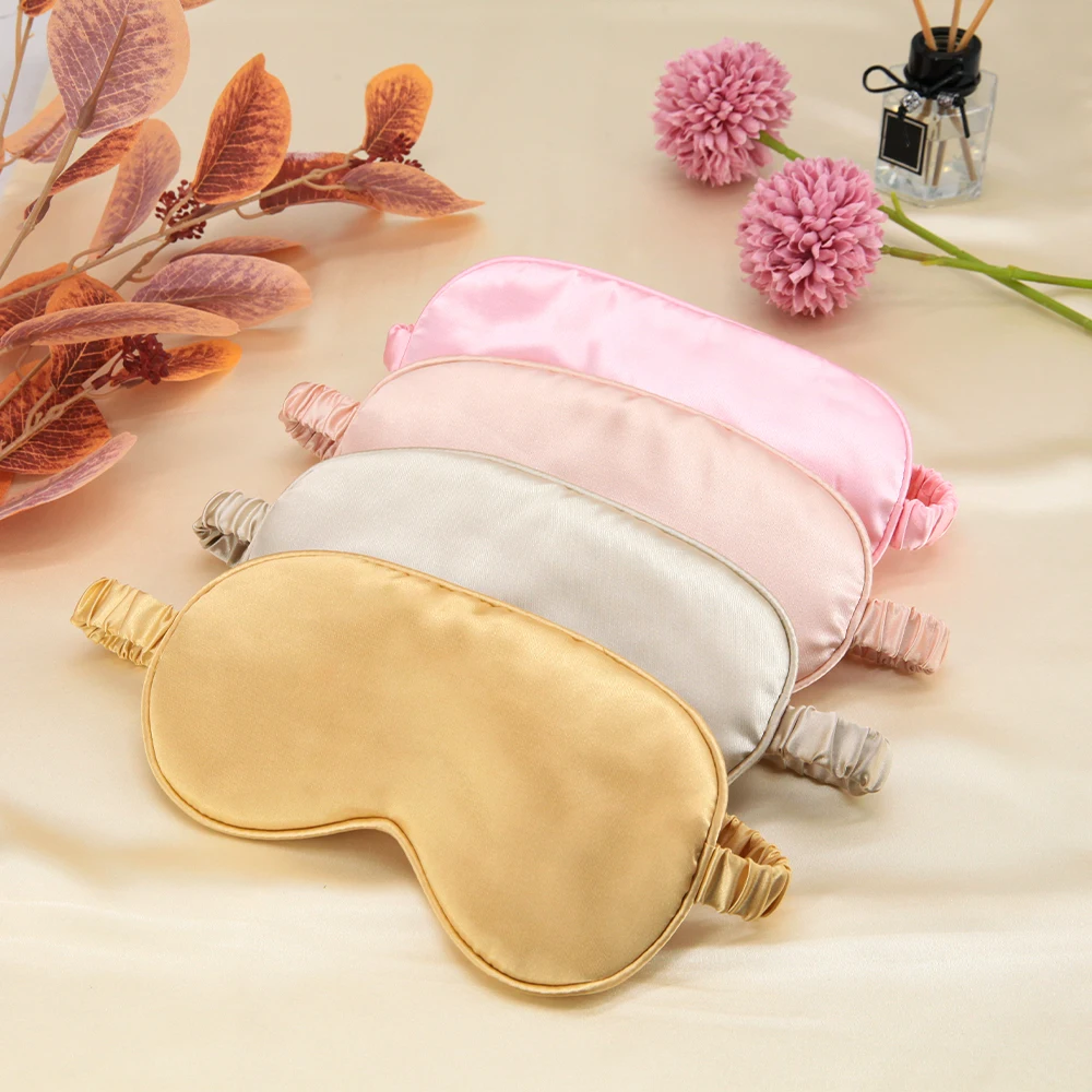 shading printable embroiled sublimation blank sleeping pink color satin customized sleep eye mask for travel