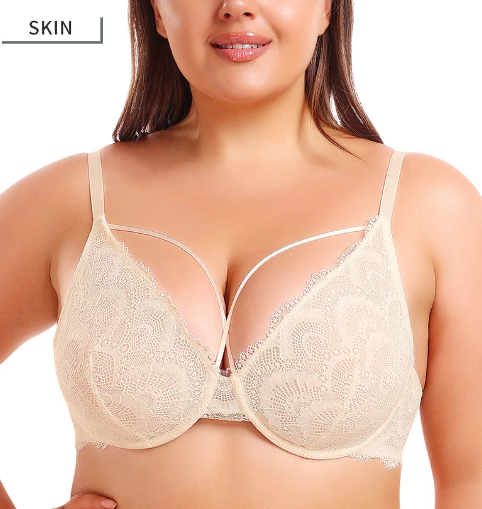 ultra thin underwire sexy lace women plus size bra for women