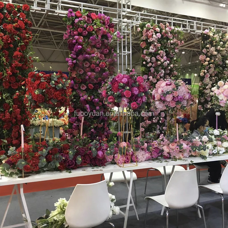 F wedding stage background floral set arrangement artificial flower wall backdrop table centerpiece arch flower decor for event