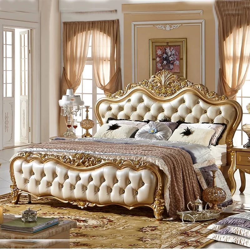 Французская Роскошная простая современная кровать для хранения из массива дерева