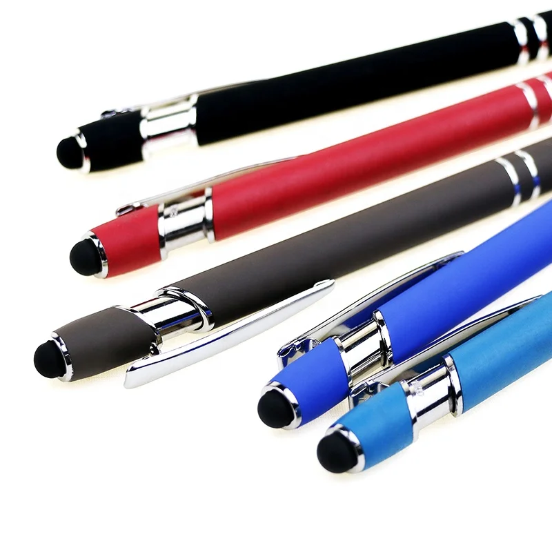 Wholesale 2 in 1 ball pen metal aluminum rod pen stylus pen for phone