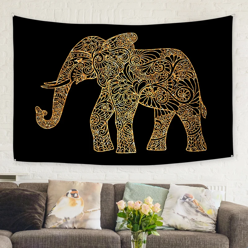 Гобелен в виде слона, Манделы, Настенный 3D гобелен с цифровой печатью, живописный настенный гобелен