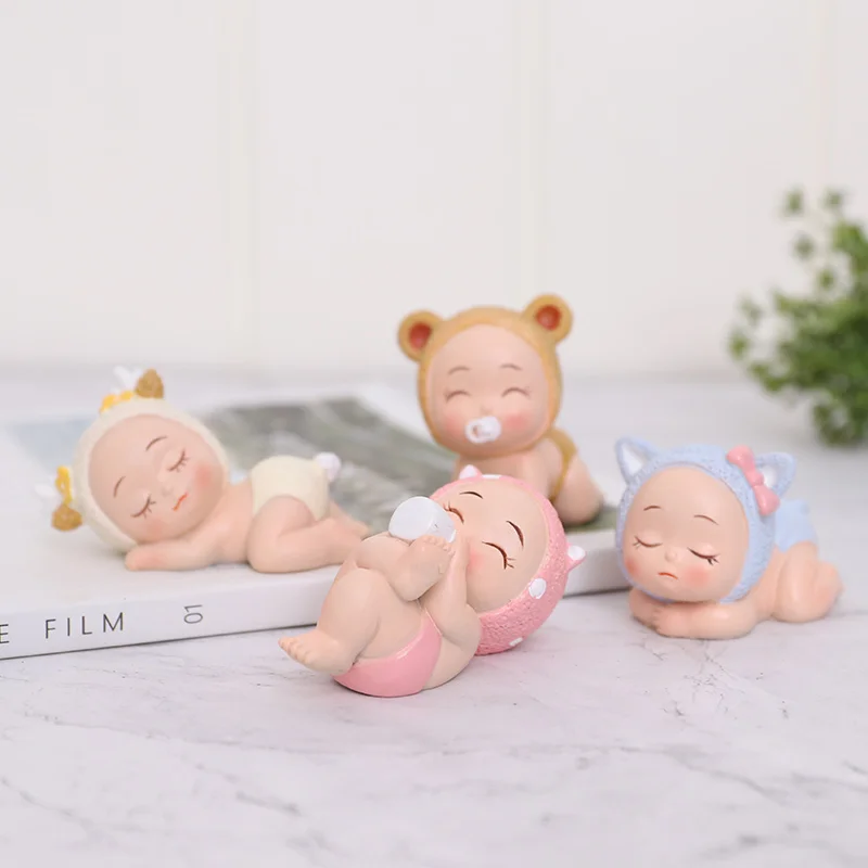 Roogo Home Decoration Accessories Resin Miniature Figurines For Birthday Party Cake Decorations Baby Creative Bedroom Decor