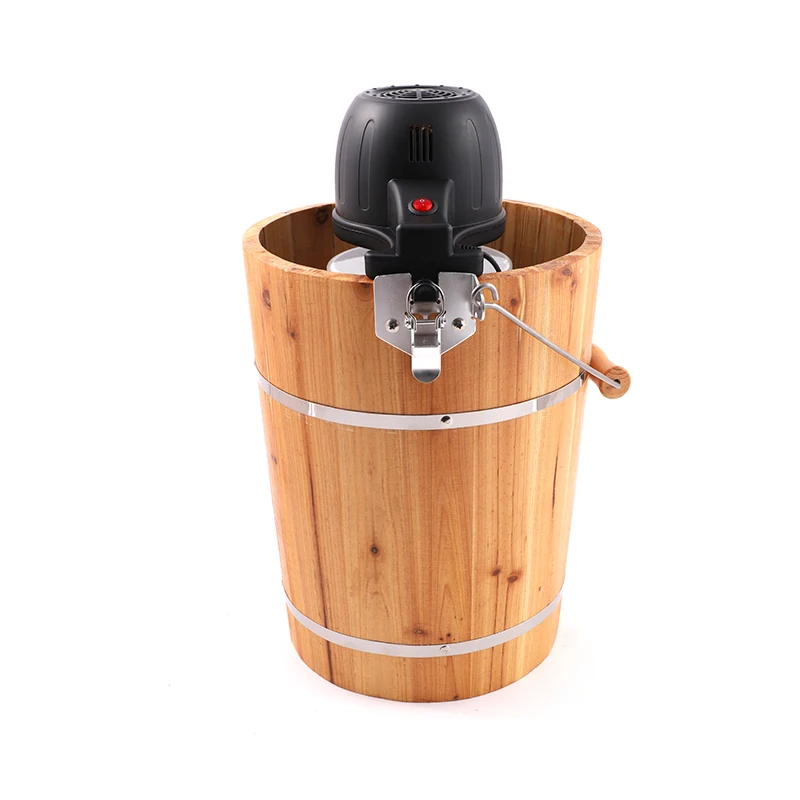 6 QT 220V Traditional Durable Home Use Wooden Electric Portable Mix Frozen Fruit Yogurt Ice Cream Maker