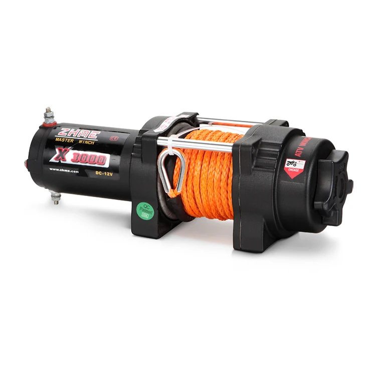 3000lbs pull 12v electric ATV winch with synthetic rope