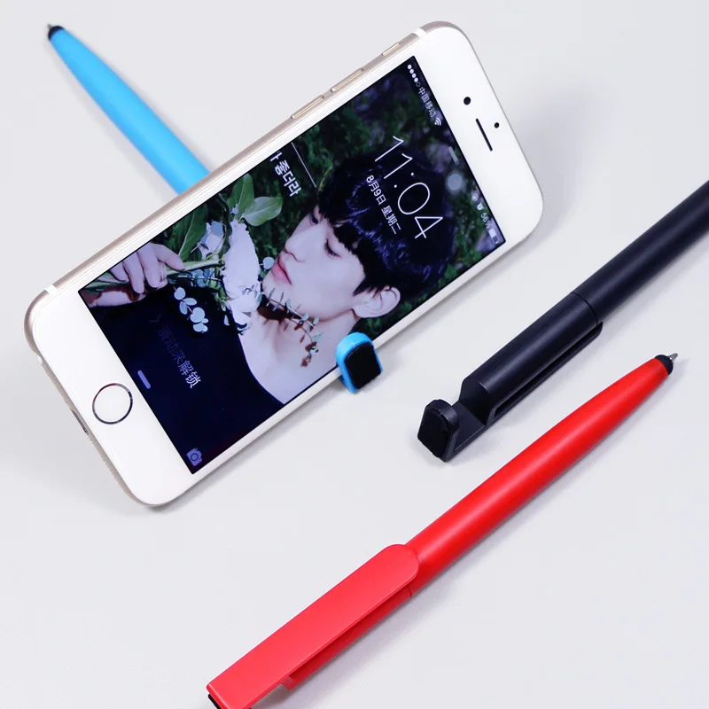 Promotional Gift Mobile Phone Holder Stylus Ball Point Pen with screen cleaner