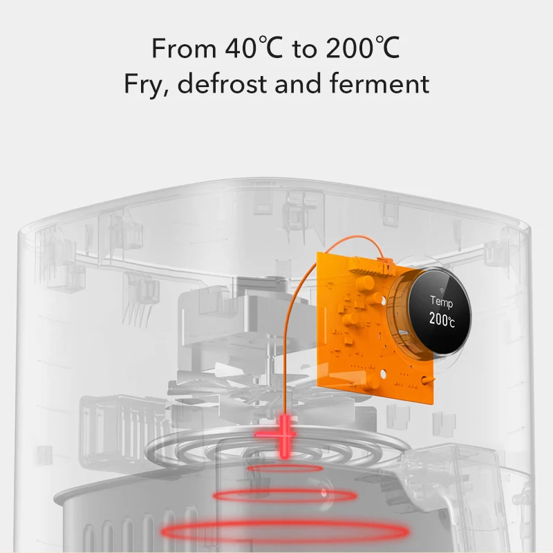 Xiaomi аэрофритюрница для приготовления блюд без 3.5L без масла обжарки обезвоживания 1500W 360 печь OLED экран Mijia airfryer App управление бытовой техники