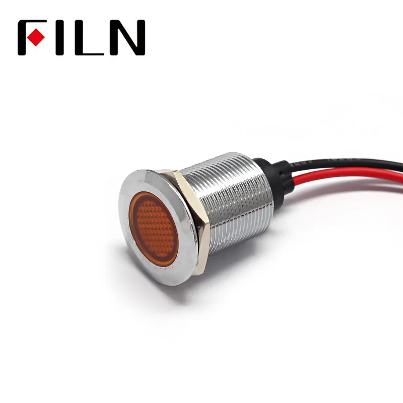 FILN 19MM Factory selling metal Panel Signal Pilot 12V/24V/220V Led Indicator Light Red Green Yellow With Wire