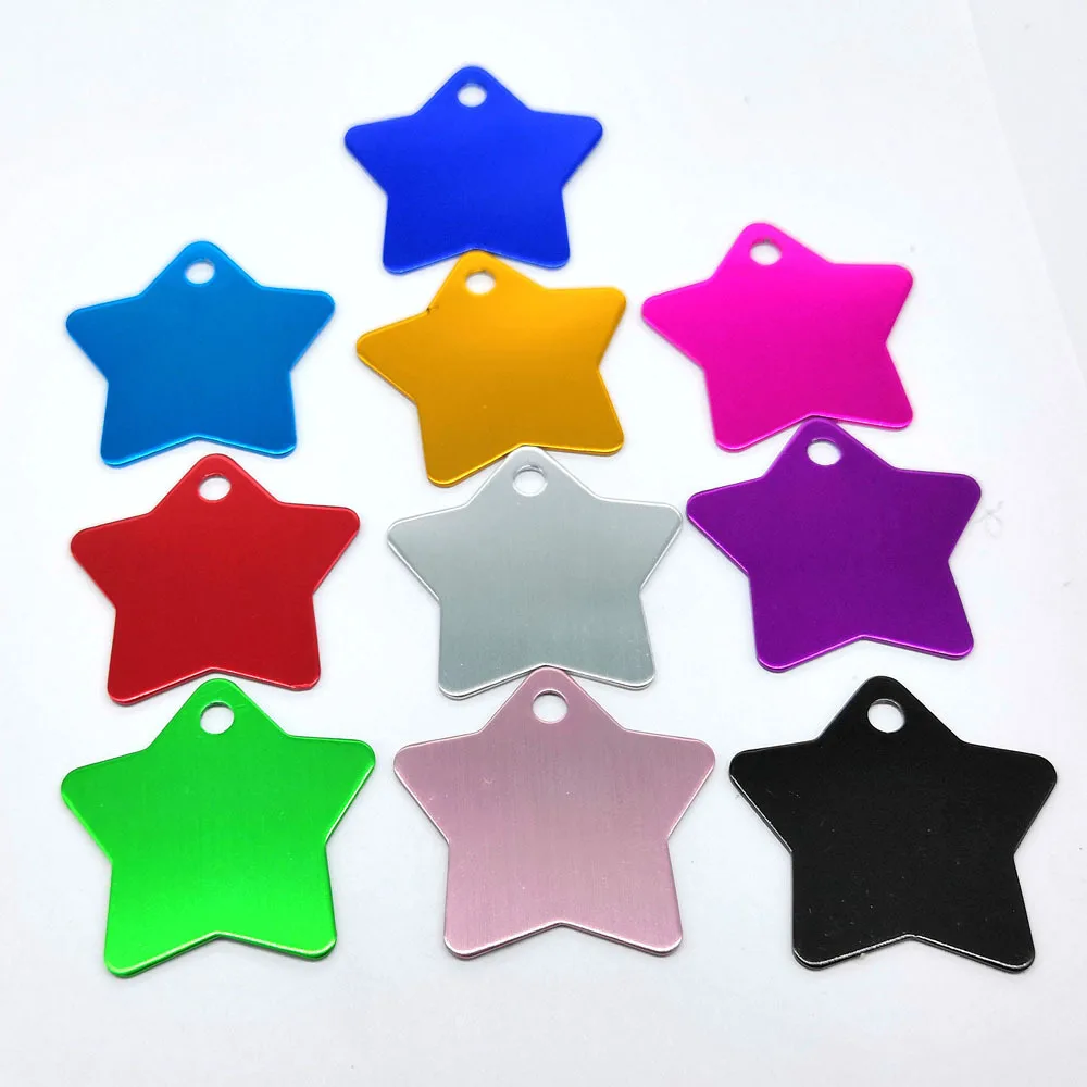 Stocked customized logo acceptable pet dog aluminium metal round circle hang tag